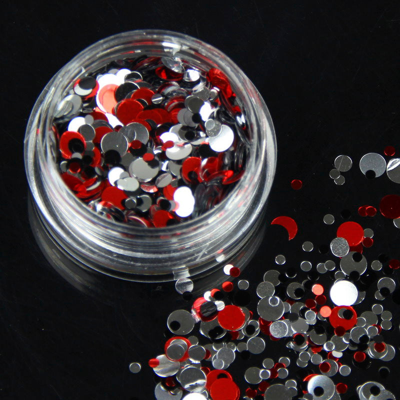 6 Set Plastic Round Nail Art Glitter