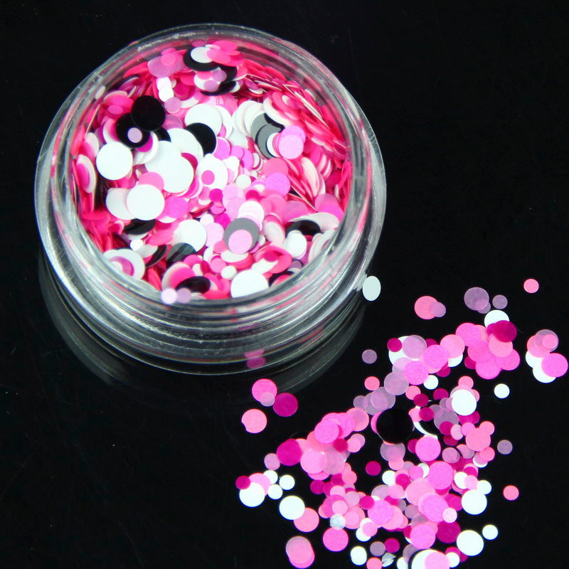 6 Set Plastic Round Nail Art Glitter