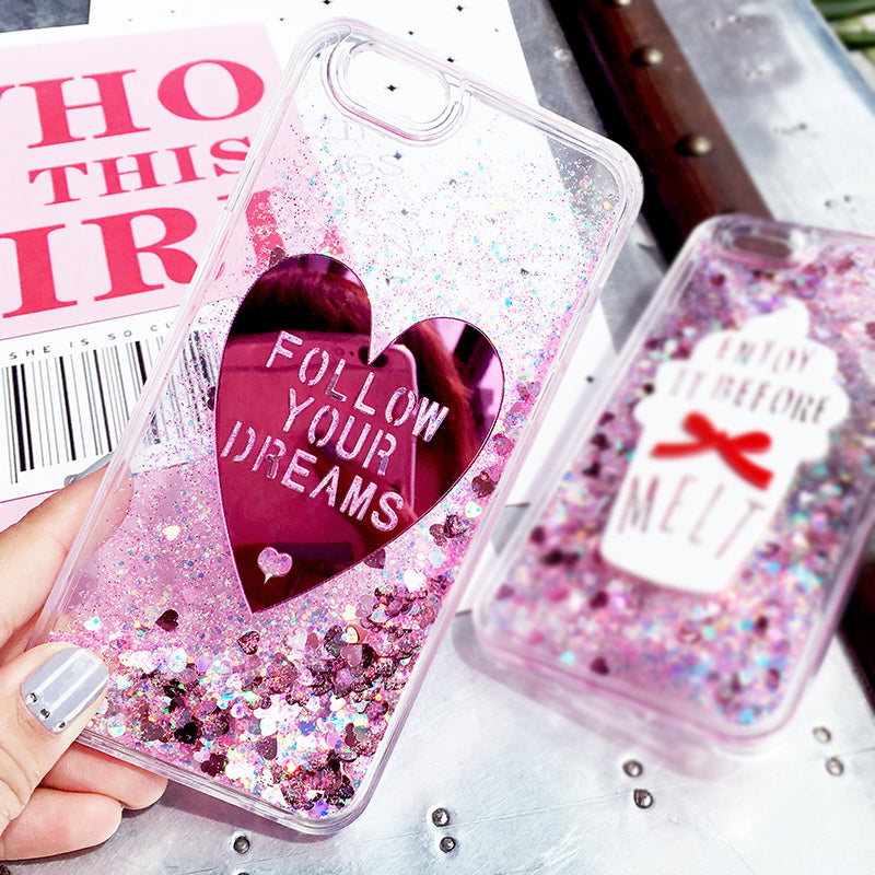 Pink Heart Liquid Phone Case