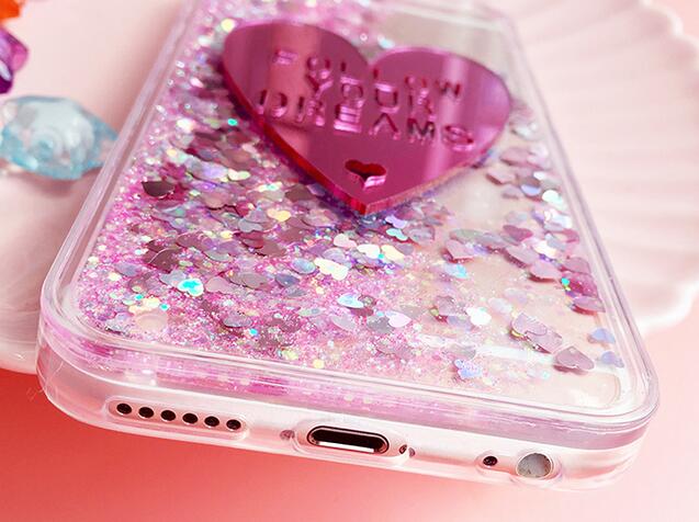 Pink Heart Liquid Phone Case