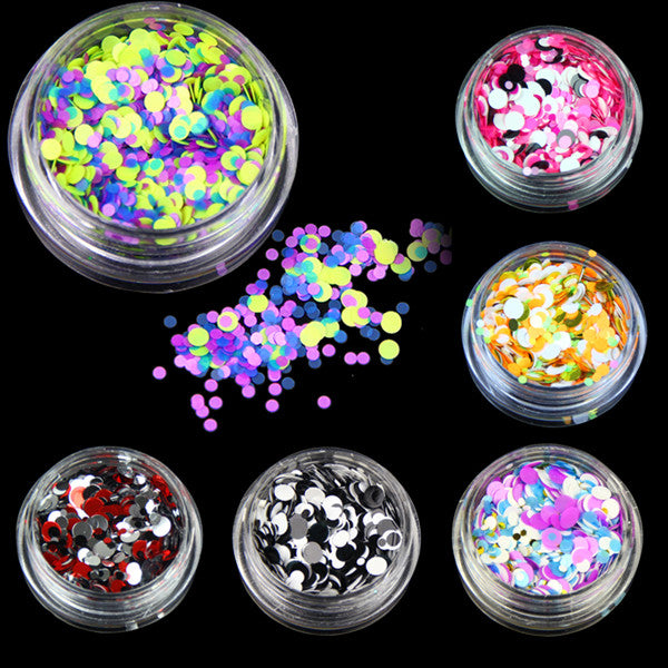 6 Set Plastic Round Nail Art Glitter
